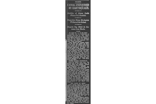 El terremoto de 1913, la primera gran prueba del Canal de Panamá