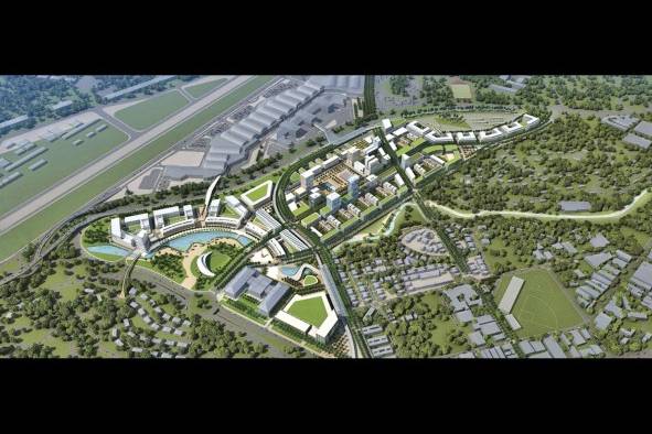 Plan maestro conceptual del proyecto de «Ciudad Gubernamental» diseñado por Skidmore, Owen and Merril (Chicago, EE.UU.), 2010. Polígono de 57.7 has ubicado entre los sectores de Albrook y Curundú, que contemplaba un desarrollo urbanístico para la construcción de edificios gubernamentales y residenciales de alta densidad junto a servicios comerciales y centro intermodal de transporte masivo.