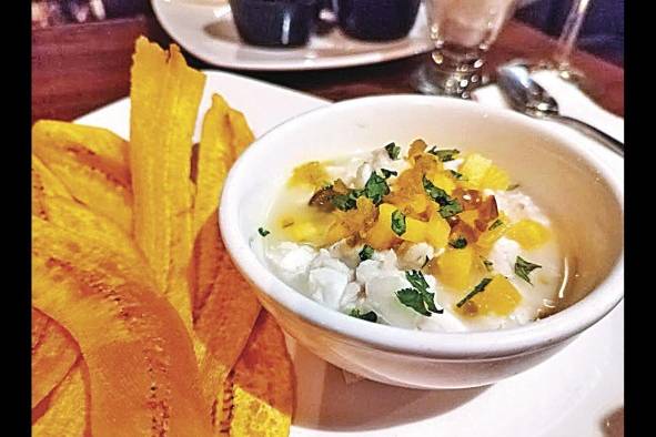 Ceviche de corvina con la Blanche