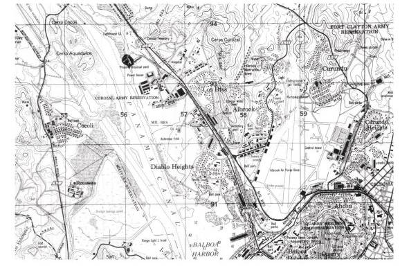 Plano de la ciudad y los poblados de la antigua Zona del Canal, 1960.