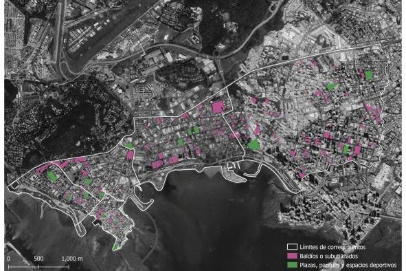 Un inventario del espacio vacante o subutilizado en algunos corregimientos del centro urbano de ciudad de Panamá, muestra que este espacio sin utilizar supera casi tres veces al espacio público recreativo.