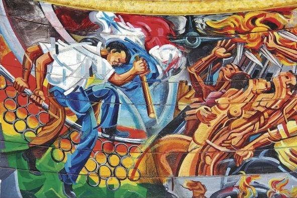 Segmento de un mural de Carlos Alberto Palomino.