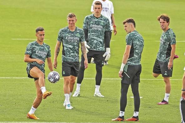 El Real Madrid durante el entrenamiento previo al juego contra el Manchester City.