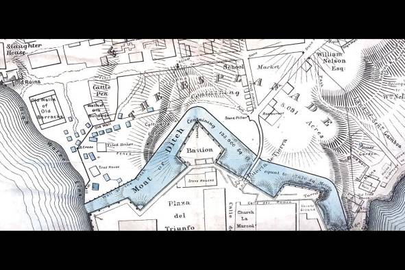 Detalle de “Map of the Isthmus Representing the Line of the Panamá Railroad”, por Thomas Harrison, 1857.