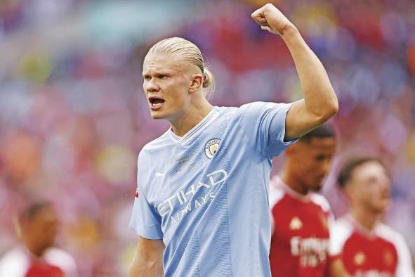 Erling Haaland durante un partido del Manchester City.