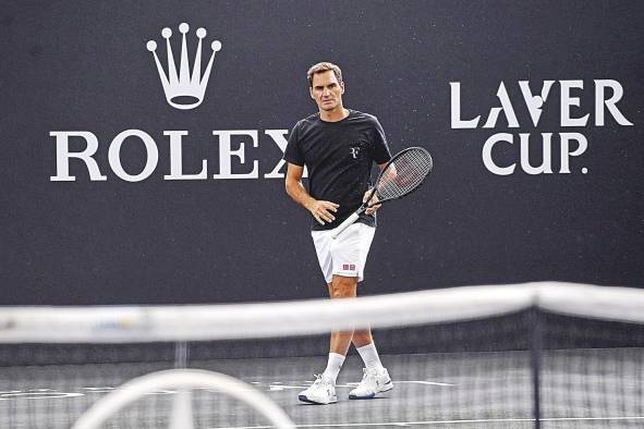 Roger Federer se prepara para la Laver Cup en Londres, Inglaterra.