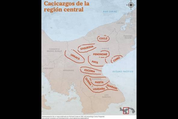 Natá, antes de Badajoz.  Reinterpretación de un mapa publicado por Richard Cooke en 1992, del arqueólogo Carlos Fitzgerald. Esta versión considera sus investigaciones y otras referencias bibliográficas.