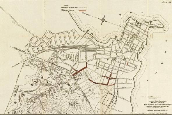 Elaborado entre 1911 y 1912. Reporte anual (1915) de la Isthmian Canal Commision, sobre los avances de la construcción del Canal en la época.