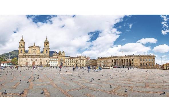 La plaza de Bolívar, situada en Bogotá, Colombia