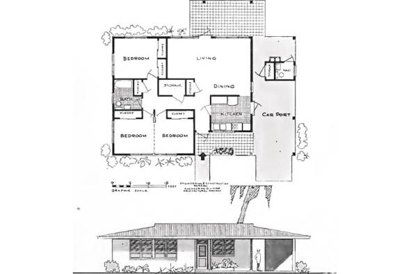 Año 1951. Plano de vivienda modelo de la época.