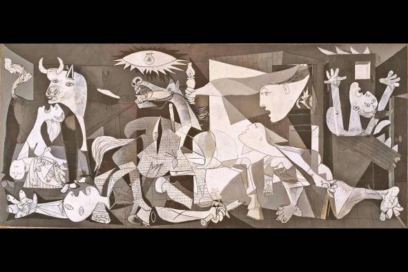 Muchos artistas han utilizado las expresiones del arte para referirse a la guerra. Pablo Picasso pintó, por encargo del gobierno de la Segunda República en España, la obra conocida mundialmente como 'Guernica', lienzo en gran formato que recuerda la desaparición de la villa vasca del mismo nombre.