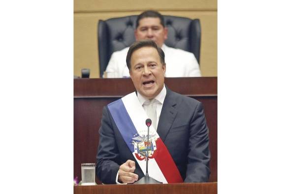 El expresidente Juan Carlos Varela, en la Asamblea Nacional (2018).