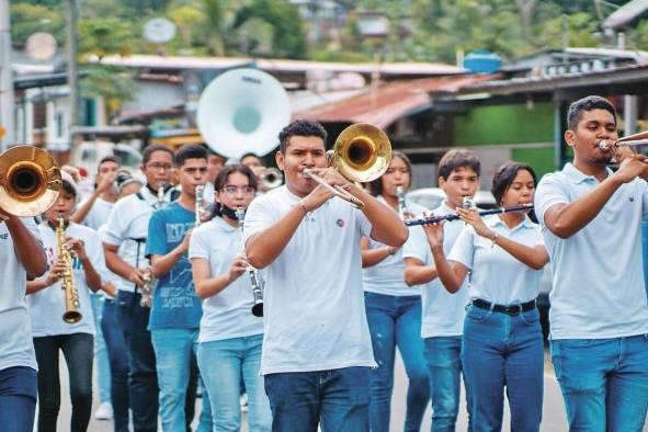 La banda de música del centro educativo Stella Sierra, en Arraiján.