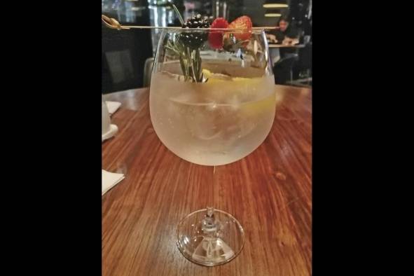 Gin tonic con fru|tos rojos