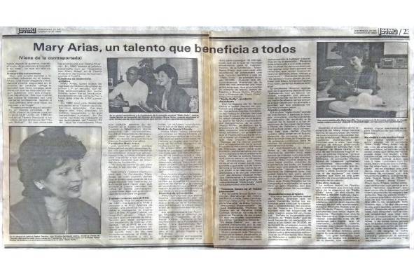 Entrevista a Mary Arias en la revista Istmo, en ocasión de su actuación en el Teatro en Círculo, 1983