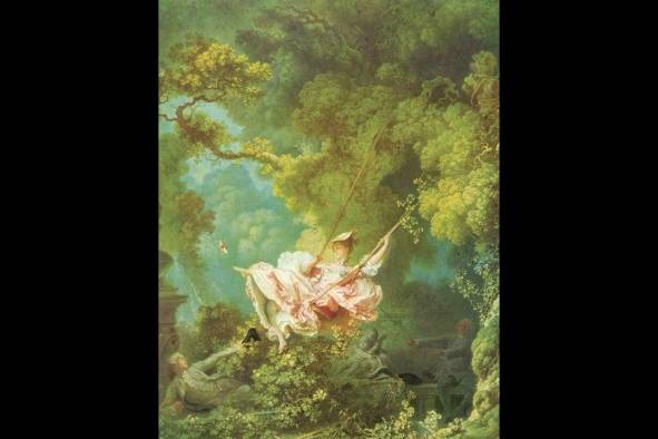 La famosa pintura 'El columpio' del pintor Jean Honoré Fragonard, es una expresión clásica del cortejo y la faminidad en el romance de antaño.