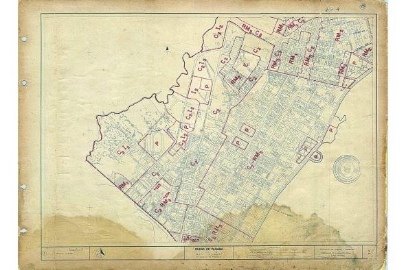 En este plano que corresponde al 'Documento Gráfico publicado por el IVU en 1965, se puede observar cómo al corregimiento de Calidonia se le había asignado casi en su totalidad usos de alta intensidad comercial y alta densidad de vivienda (RM3C2).