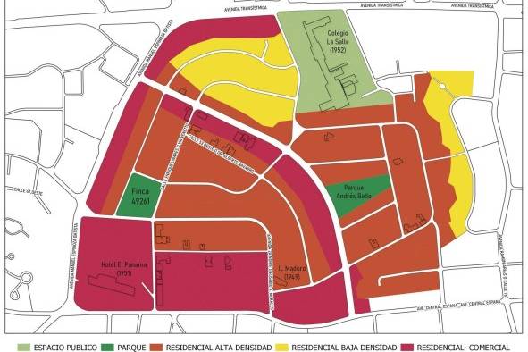 Este mapa es una simplificación del plano de zonificación publicado por el IVU en 1965. En él se puede observar la ubicación de la finca 49261, originalmente designada como espacio público y más tarde vendida por el Estado a entes privados en 1973.