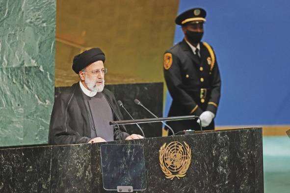 El presidente de Irán, Ebrahim Raisi, habla ante la Asamblea General de la ONU.