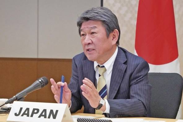 El ministro japonés de Asuntos Exteriores, Toshimitsu Motegi