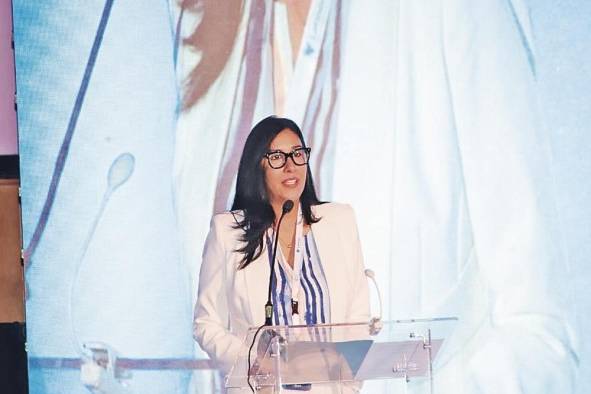 Olga Cantillo, presidenta de la Bolsa Latinoamericana de Valores, durante su discurso en la 50ª Asamblea General y Reunión Anual de la Fiab.