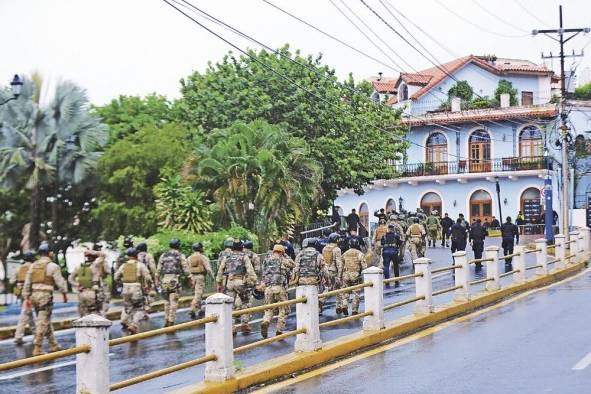 Diferentes estamentos de seguridad pública se desplazaron por las áreas aledañas a la Presidencia.