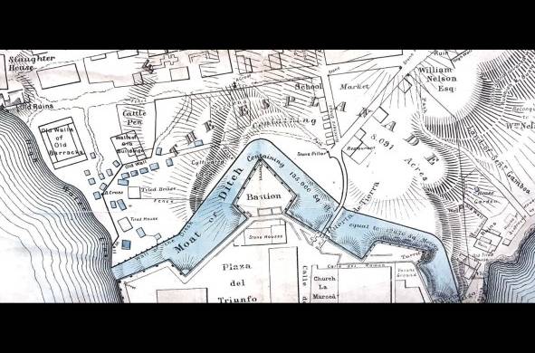 Detalle de “Map of the Isthmus Representing the Line of the Panamá Railroad”, por Thomas Harrison, 1857.