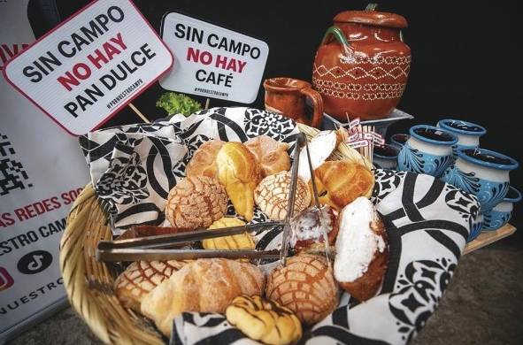 Fotografía que muestra una canasta con pan de dulce, durante una conferencia de prensa para presentar la iniciativa 'Por nuestro campo', ayer en la ciudad de México (México).