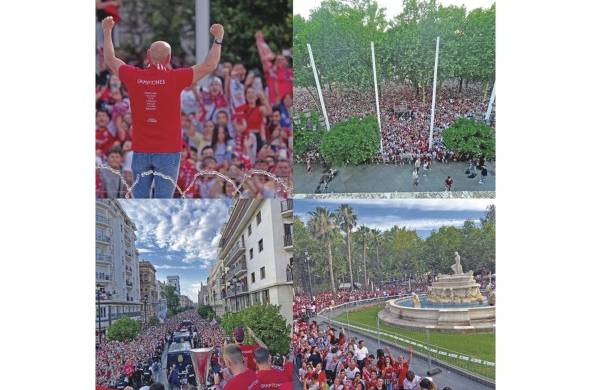 La afición sevillana se volcó a las calles para celebrar y reconocer el heptacampeonato de la Europa League alcanzado por el club.