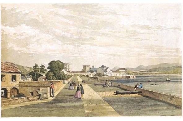 Vista de la ciudad de Panamá desde la muralla, 1855, por los artistas Fessenden Otis y Charles Parsons.