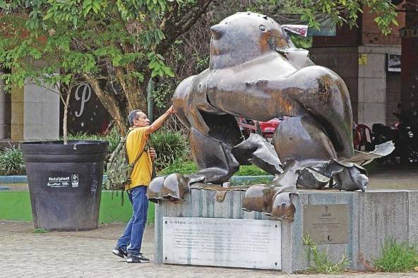 El pájaro en el parque San Antonio de Medellín.