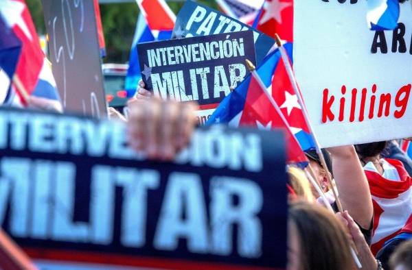 Protesta en la ciudad de Miami (EEUU) en contra del Gobierno de Cuba.