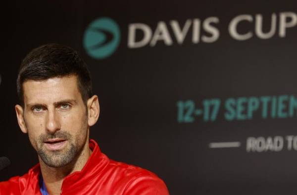 El tenista serbio Novak Djokovic, durante la rueda de prensa que ofrece con motivo de su participación en la fase de la Copa Davis.