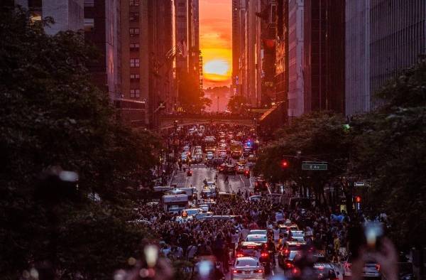 El Manhattanhenge, la puesta de sol más fotografiada de Nueva York