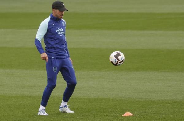 Simeone, durante el entrenamiento