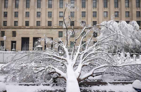 Una fuerte tormenta de nieve paraliza Washington durante horas