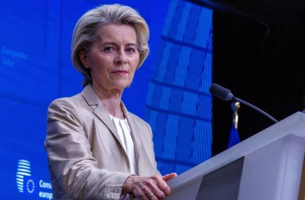 La presidenta de la Comisión Europea, Ursula von der Leyen, durante la conferencia de prensa que concluye la reunión del Consejo Europeo en Bruselas, Bélgica.