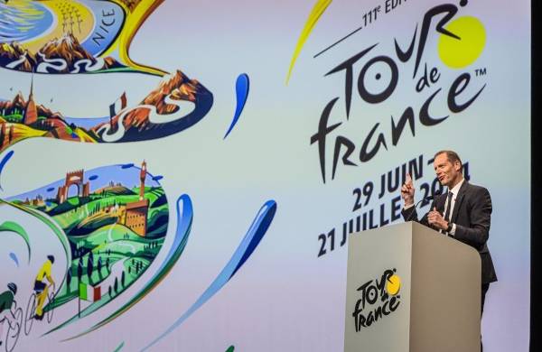El director general del Tour de Francia, Christian Prudhomme, durante la presentación de la edición 2024 de la ronda gala.
