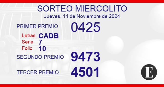 Sorteo de oro miercolito de 13 de noviembre de 2024