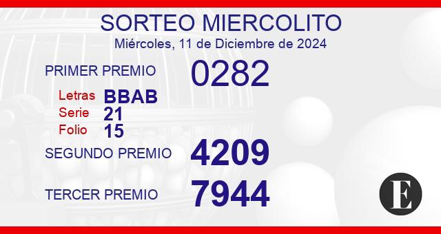 Sorteo miercolito de 11 de diciembre de 2024