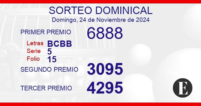 Sorteo de oro dominical de 24 de noviembre de 2024