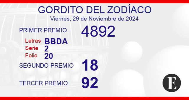 Sorteo Gordito del Zodiaco de 29 de noviembre de 2024