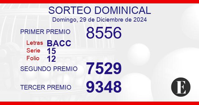 Sorteo de oro dominical de 29 de diciembre de 2024