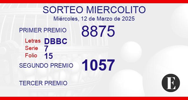 Sorteo de oro miercolito de 12 de marzo de 2025