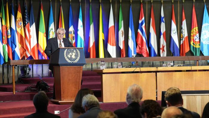 El secretario ejecutivo de la Cepal, José Manuel Salazar-Xirinachs, en la conferencia anual Caf-Cepal.