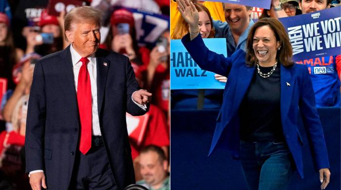 Donald Trump (I) y Kamala Harris (D) durante la campaa electoral.