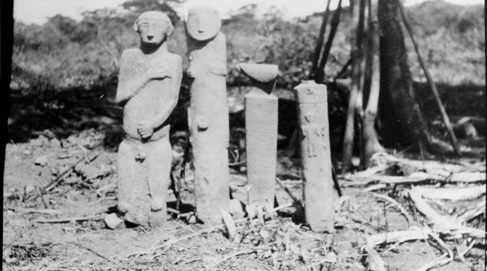 Esculturas de piedra en forma de columna sustraidas por el britanico A.H. Verrill en 1925 en El Caño. Inicialmente se llevaron al National Museum of the American Indian (NMAI) y actualmente son parte del Instituto Smithsoniano de Washington, D.C.