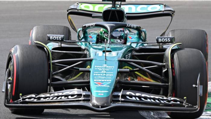 Lance Stroll, de Aston Martin, durante la carrera en el GP de Italia.