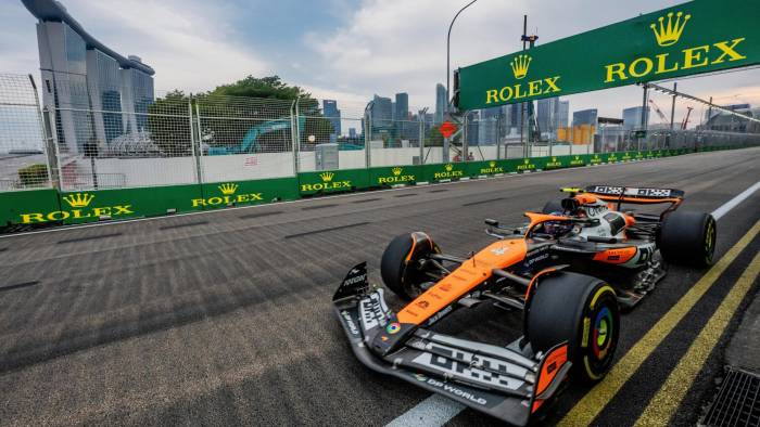 El piloto Lando Norris durante una de las prácticas previo al GP de Singapur.