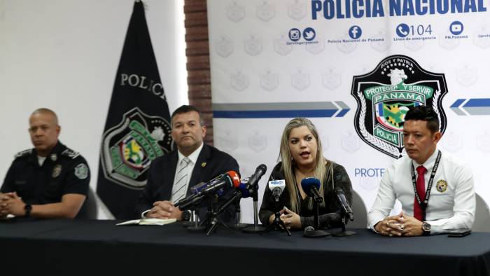 Conferencia de prensa del Ministerio Público y la Policía Nacional.